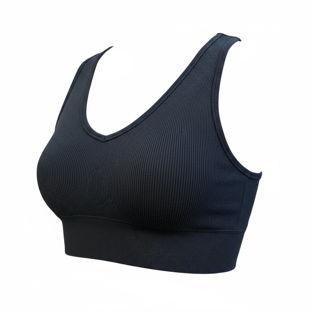 Women's Black Vneck Cropped Tank Top see measurements for size